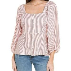NWT CAbi 5890 Carnival Striped Puff Sleeve Top size S
